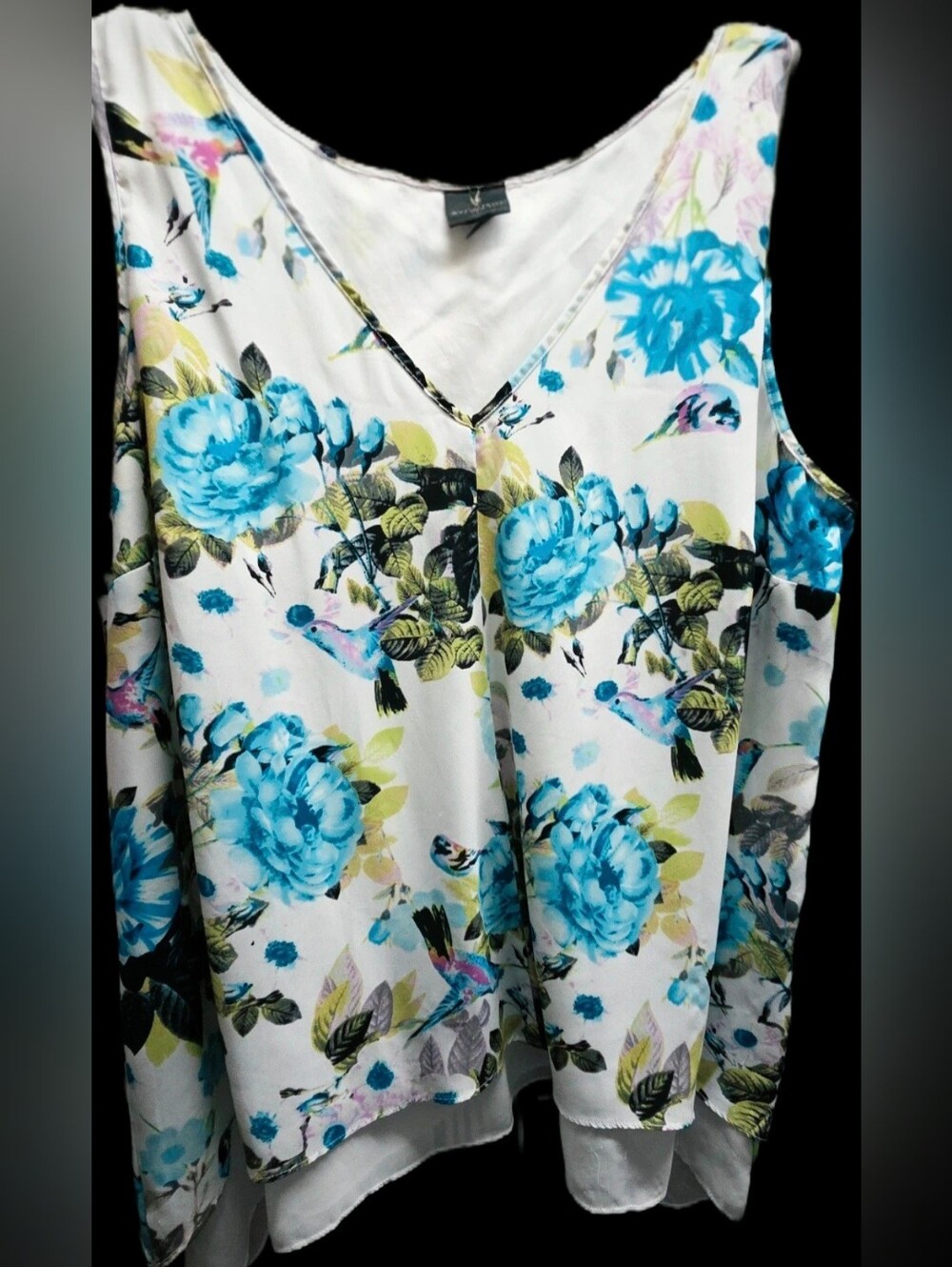 Floral V-Neck Sleeveless Top - Aqua Blue by Vero Moda